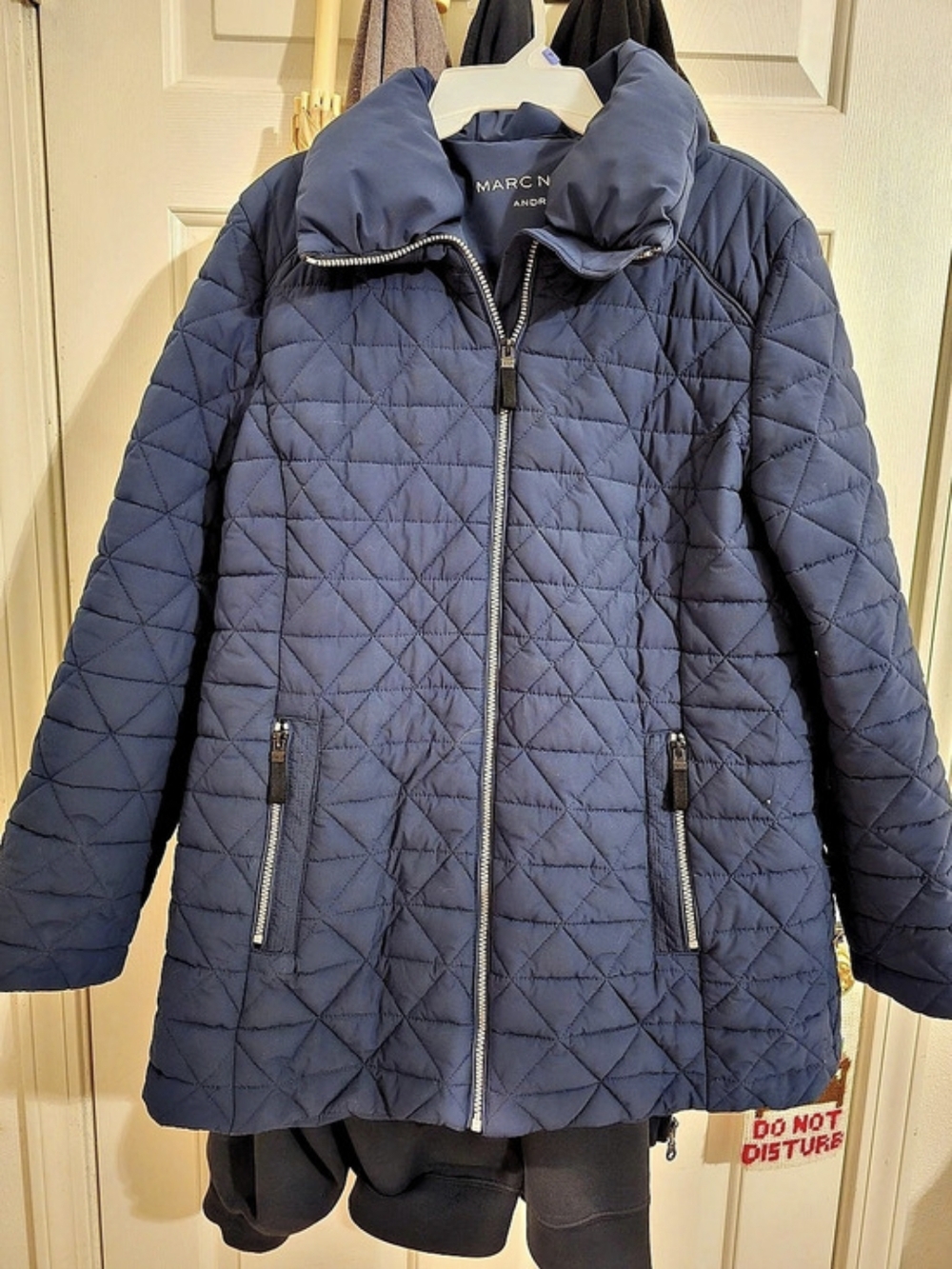 Marc New York Stretch Faux Down Jacket Quilted Jacket in Blue Size XL